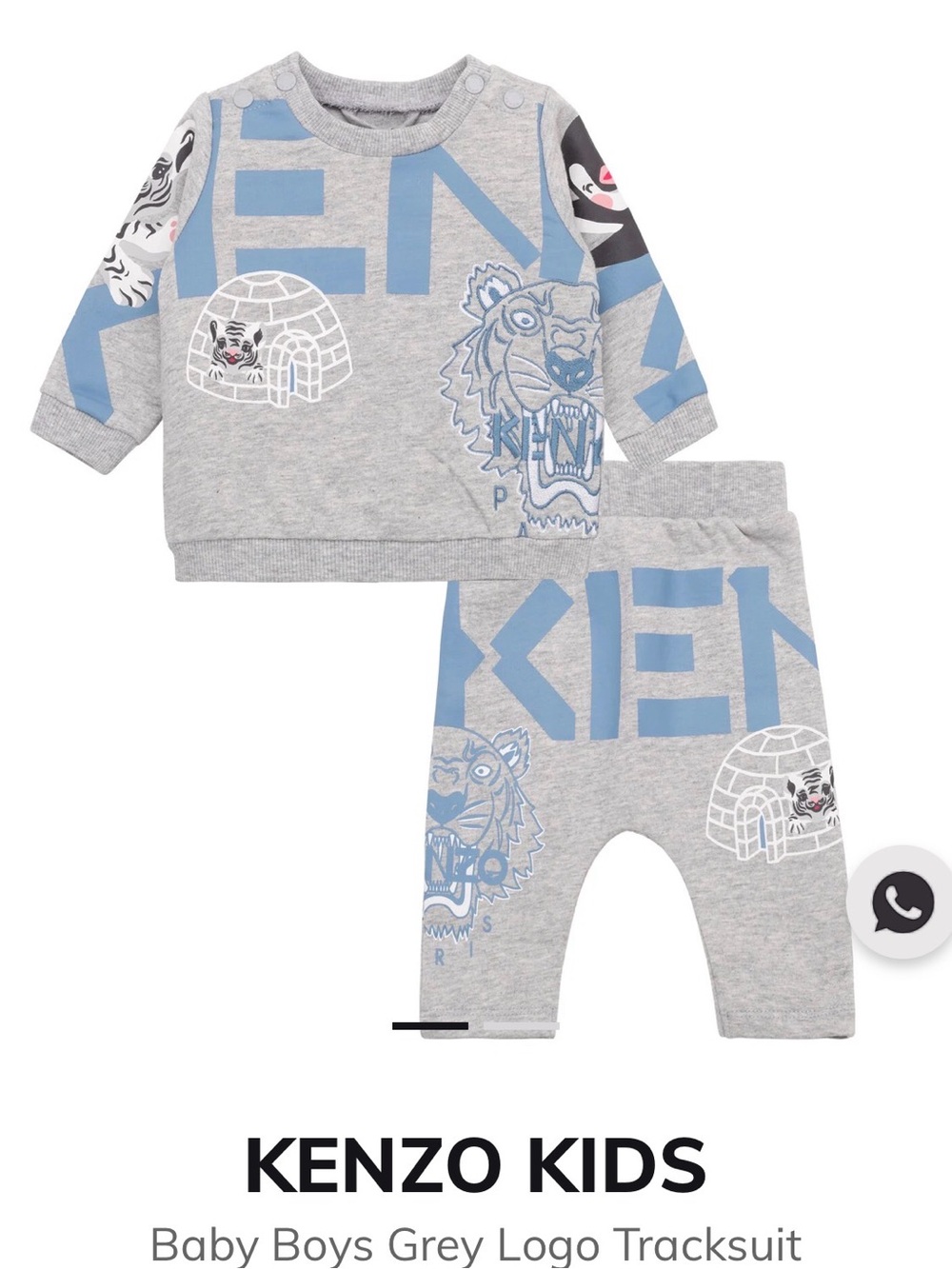 Kenzo Kids Grey and Light Blue Logo Tracksuit